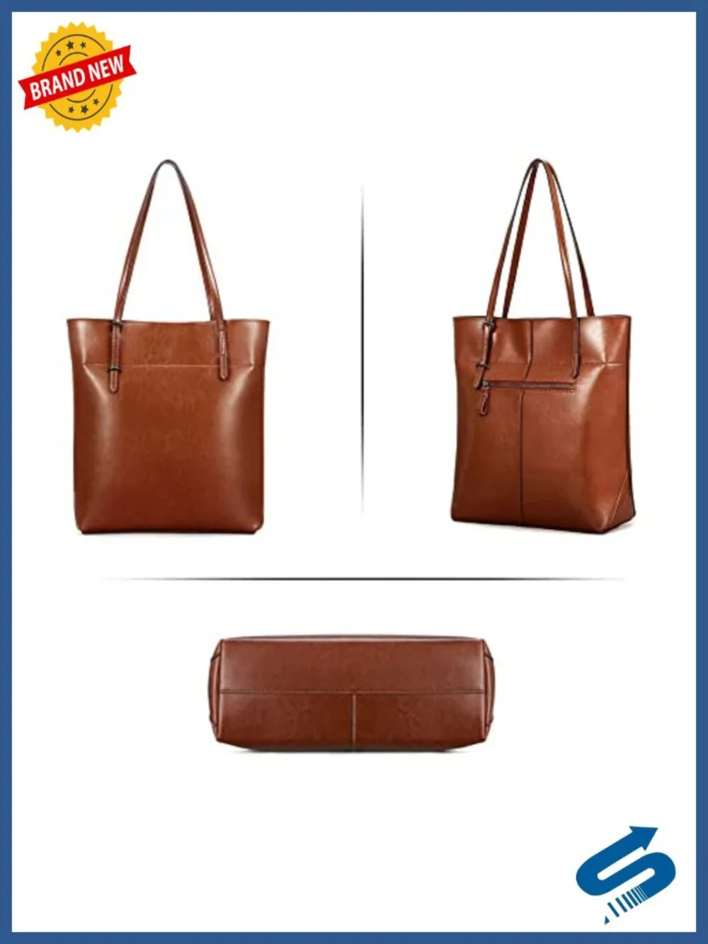 Genuine Leather Tote Bag for Women Shoulder Handbag Work Commuter